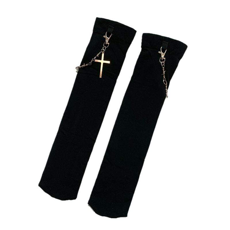 Women's Gothic Detachable Cross Chain Socks