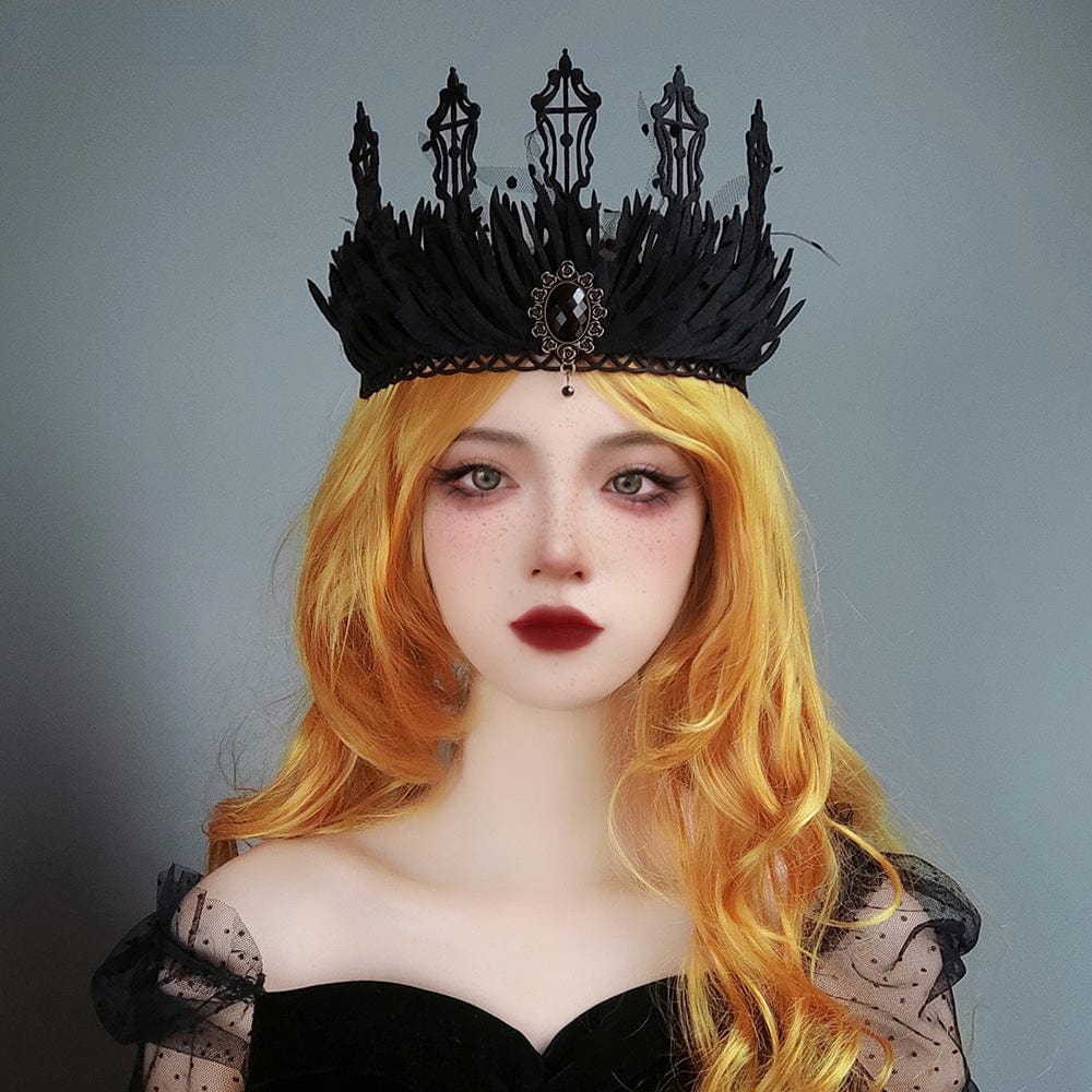 Kobine Women's Gothic Diamante Crown Headwear