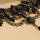 Kobine Women's Gothic Diamante Lace Choker with Heart Chain