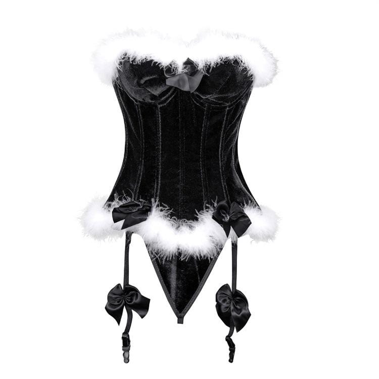 Women's Gothic Faux Fun Hem Bowknot Chrismas Overbust Corsets