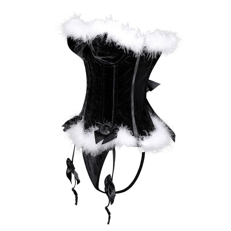 Women's Gothic Faux Fun Hem Bowknot Chrismas Overbust Corsets