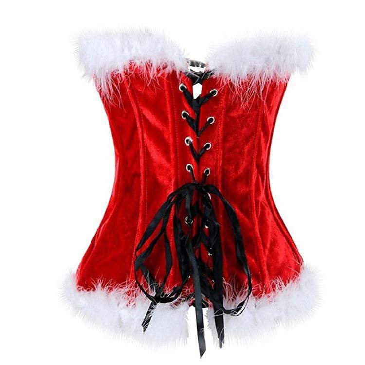 Women's Gothic Faux Fun Hem Bowknot Chrismas Overbust Corsets