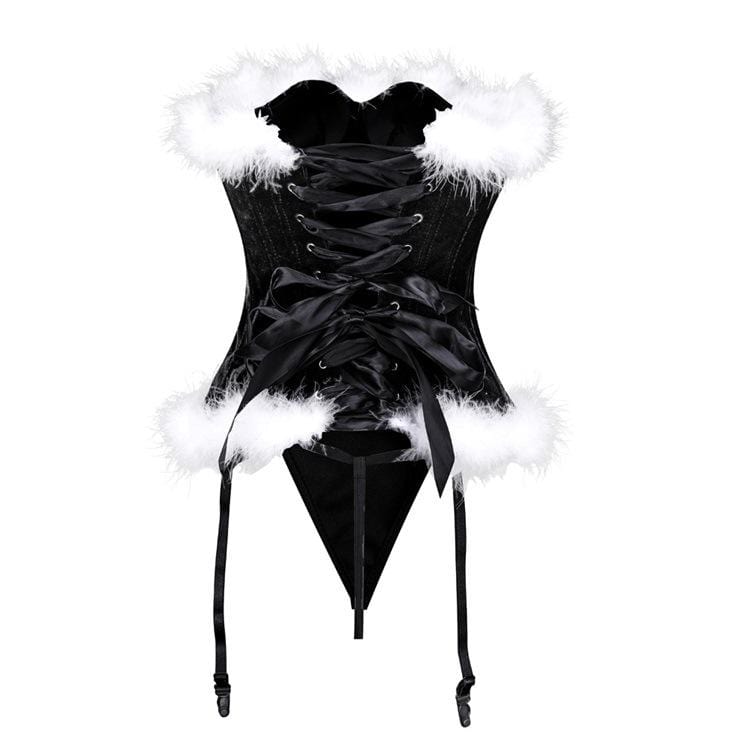 Women's Gothic Faux Fun Hem Bowknot Chrismas Overbust Corsets