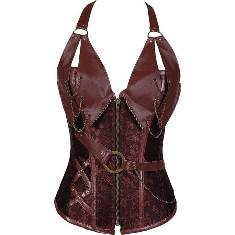 Women's Gothic Faux Leather Halter Top Corsets