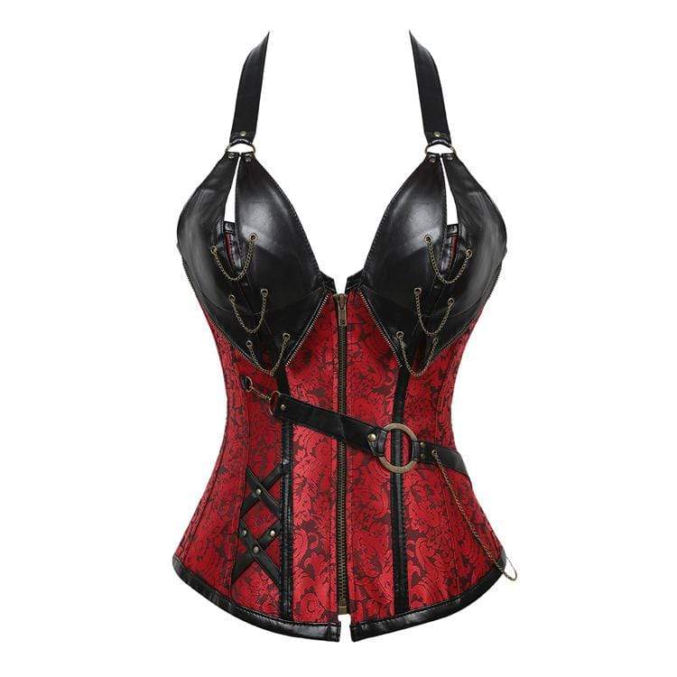 Women's Gothic Faux Leather Halter Top Corsets