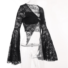 Kobine Women's Gothic Flared Sleeved Plunging Lace Cape