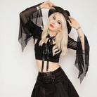 Kobine Women's Gothic Flared Sleeved Sheer Cape