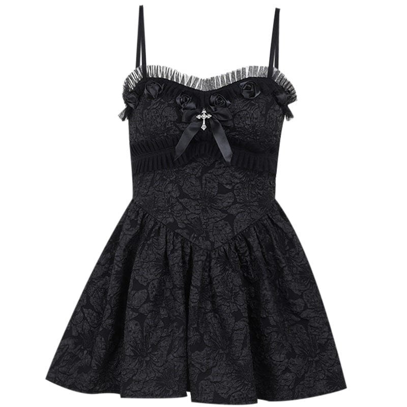Kobine Women's Gothic Floral Embossed Slip Dress