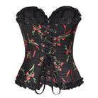 Kobine Women's Gothic Floral Embroidered Ruffle Corset