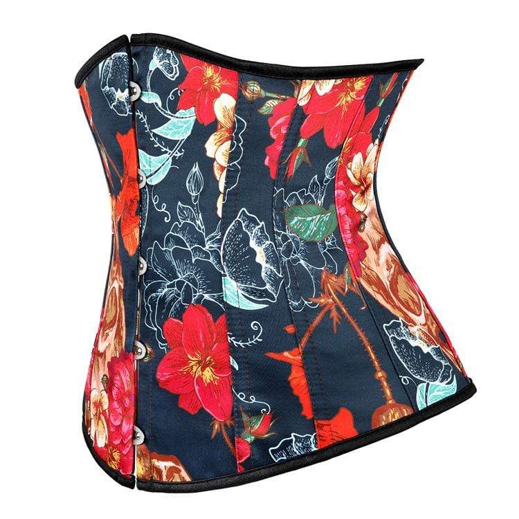 Women's Gothic Floral Printed Contrast Color Underbust Corsets