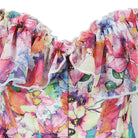 Kobine Women's Gothic Floral Printed Ruffled Overbust Corset