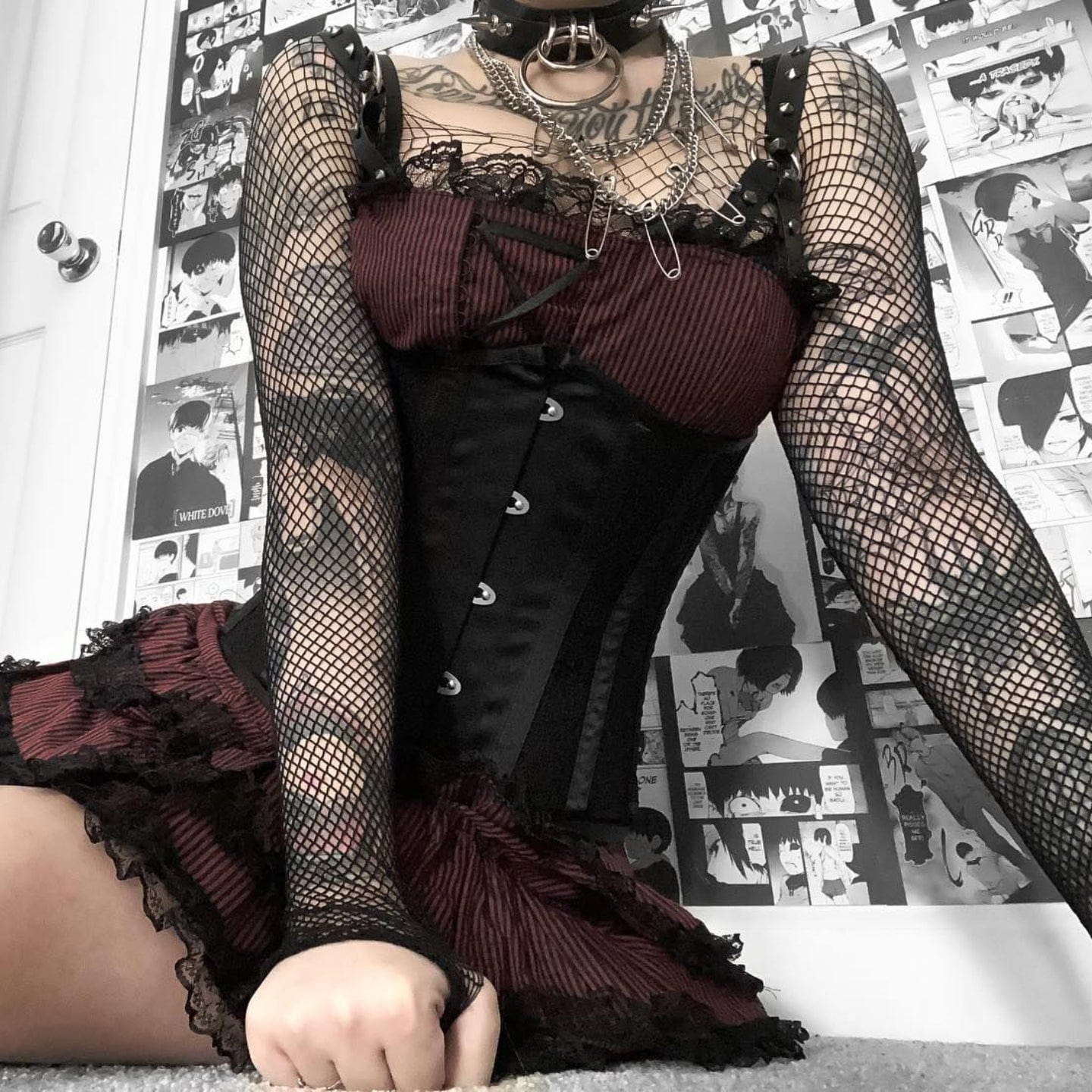 Kobine Women's Gothic Floral Satin Underbust Corset