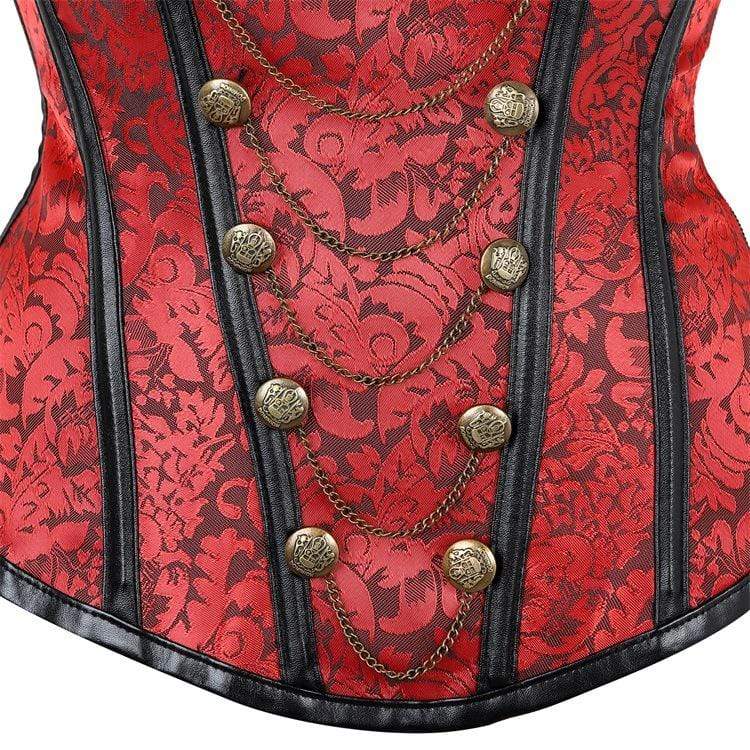 Women's Gothic Floral Sleeved High Collar Overbust Corsets
