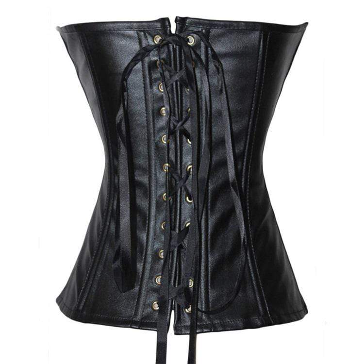 Women's Gothic Front Zip Faux Leather Overbust Corsets