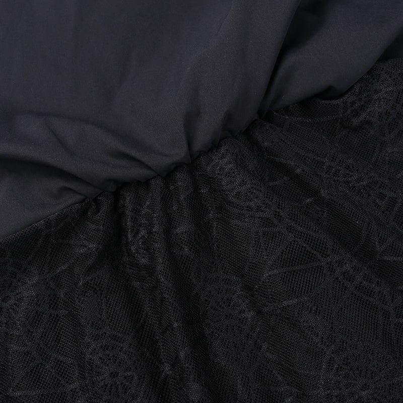 Kobine Women's Gothic Irregular Spider Mesh Splice Skirt