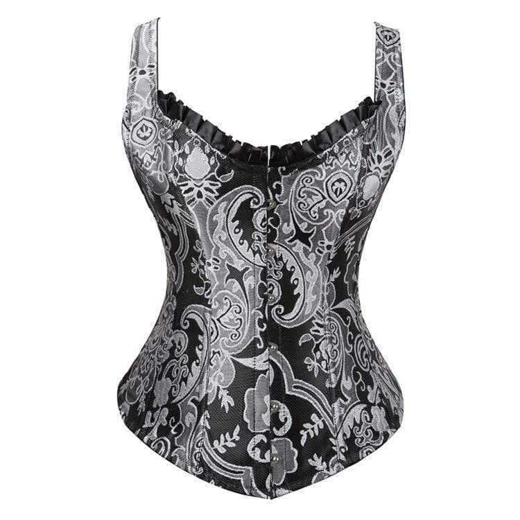 Women's Gothic Jacquard Overbust Corsets Blue