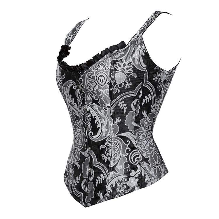 Women's Gothic Jacquard Overbust Corsets Blue