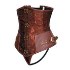 Kobine Women's Gothic Jacquard Splicing Faux Leather Chains Overbust Corsets With T-back