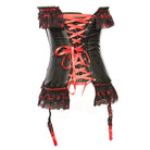 Women's Gothic Lace Hem Contrast Color Bowknot Overbust Corsets With T-back