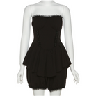 Kobine Women's Gothic Lace Off Shoulder Tank Top & Shorts