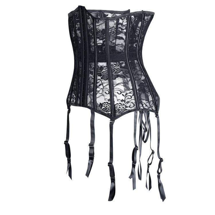 Kobine Women's Gothic Lace Sheer Underbust Corset