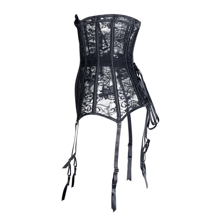 Kobine Women's Gothic Lace Sheer Underbust Corset