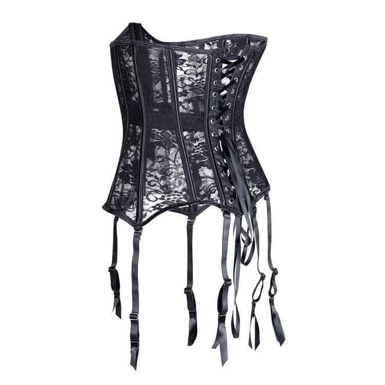 Kobine Women's Gothic Lace Sheer Underbust Corset