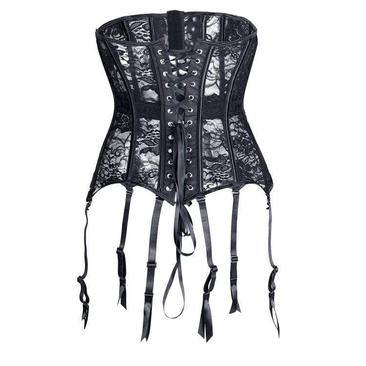 Kobine Women's Gothic Lace Sheer Underbust Corset