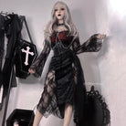 Kobine Women's Gothic Lace Splice Side Slit Dress