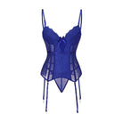 Women's Gothic Lingerie Lace Sheer Overbust Corsets With T-back