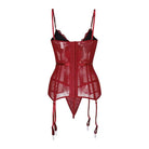 Women's Gothic Lingerie Lace Sheer Overbust Corsets With T-back