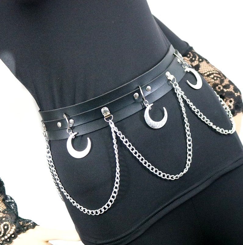 Kobine Women's Gothic Moon Pendents Belts With Chains