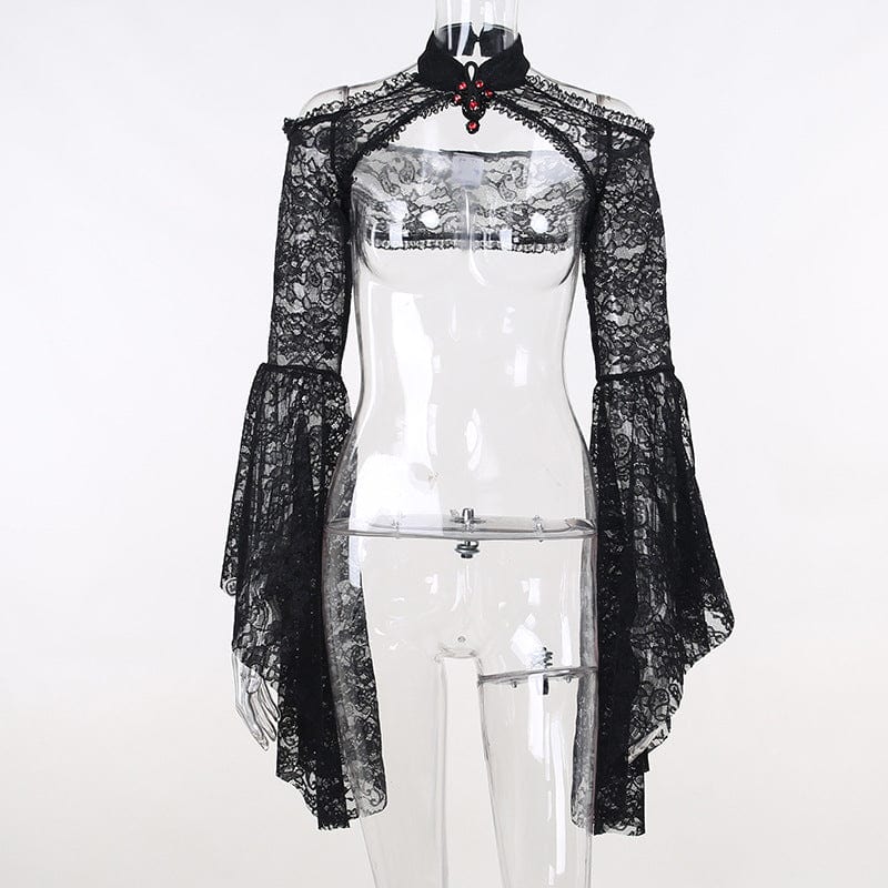 Kobine Women's Gothic Off Shoulder Lace Cape