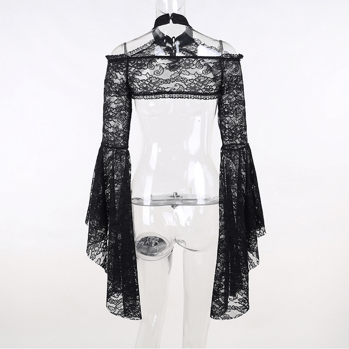 Kobine Women's Gothic Off Shoulder Lace Cape