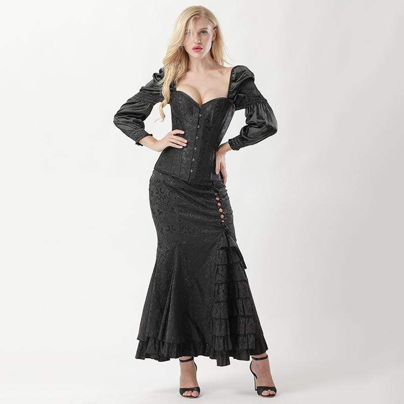 Women's Gothic Puff Sleeved Overbust Corsets