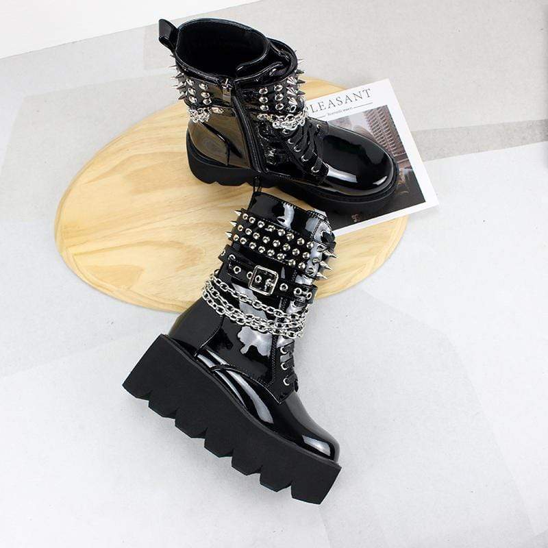 Women's Gothic Punk Buckle Rivet Platform Boots