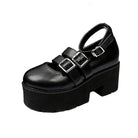 Kobine Women's Gothic Punk Buckles Platform Lolita Shoes