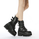 Kobine Women's Gothic Punk Buckles Rivet Platform Boots