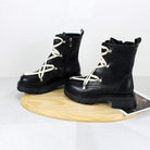 Kobine Women's Gothic Punk Lace-up Zipper Buskin Boots