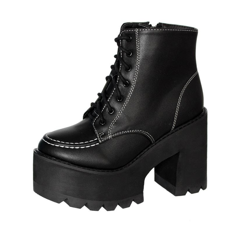 Kobine Women's Gothic Punk Lace-up Zipper Platform Boots