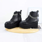 Women's Gothic Punk Zipper Chain Platform Boots