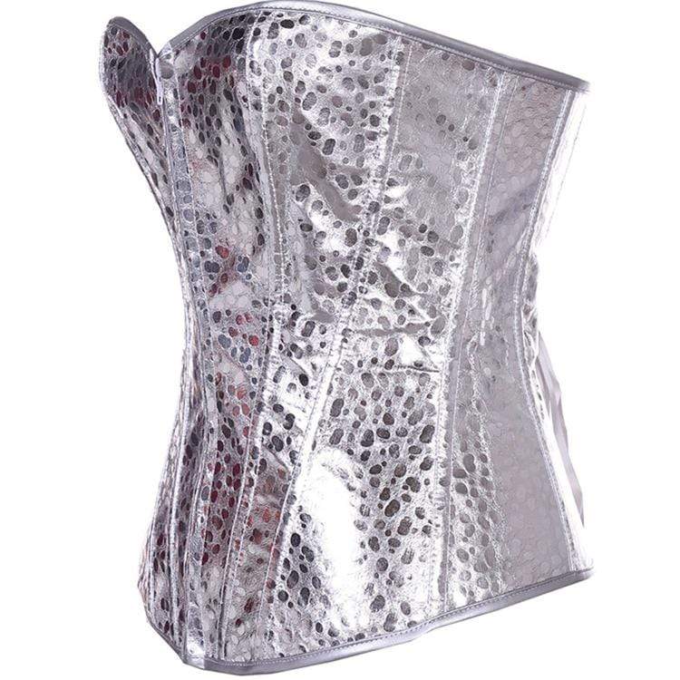 Women's Gothic Pure Color Overbust Corsets Silver