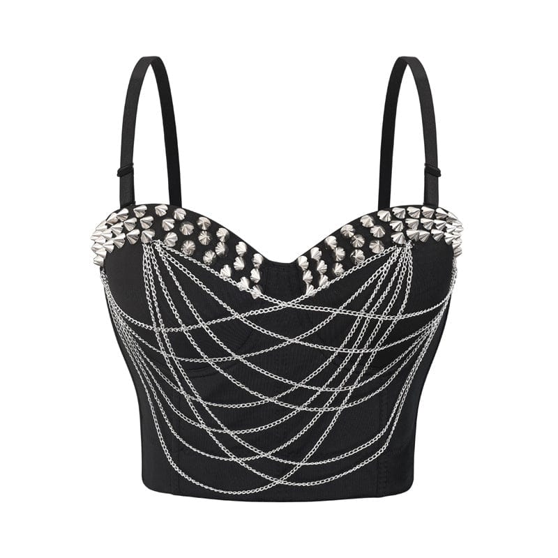 Kobine Women's Gothic Rivets Chains Bustier