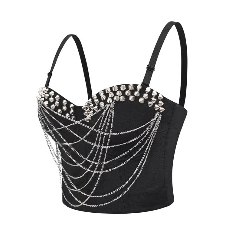 Kobine Women's Gothic Rivets Chains Bustier