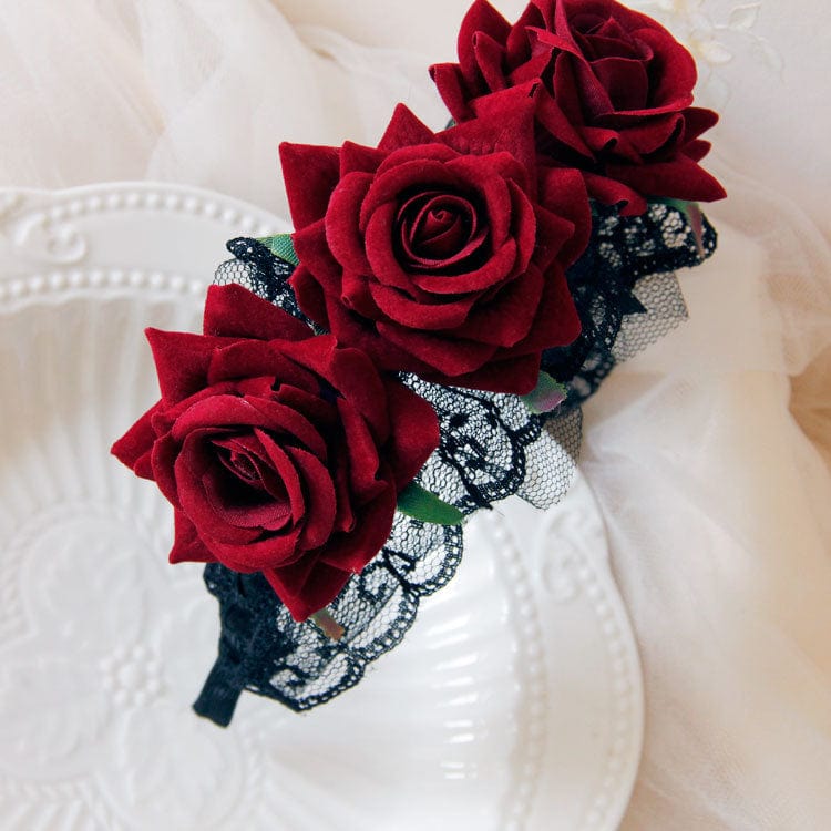 Kobine Women's Gothic Rose Lace Bridal Headpiece