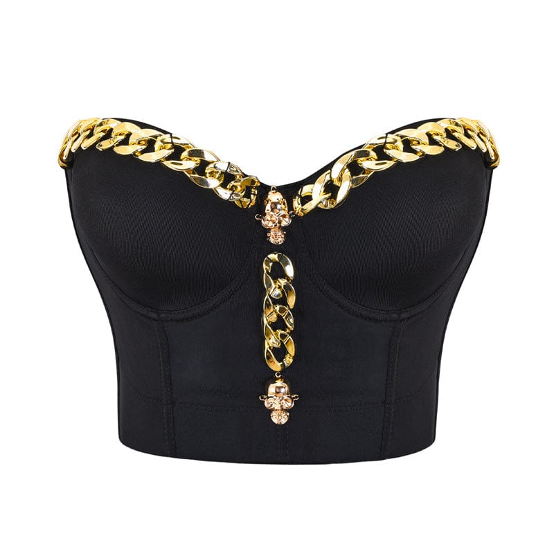 Kobine Women's Gothic Skull Chain Bustier