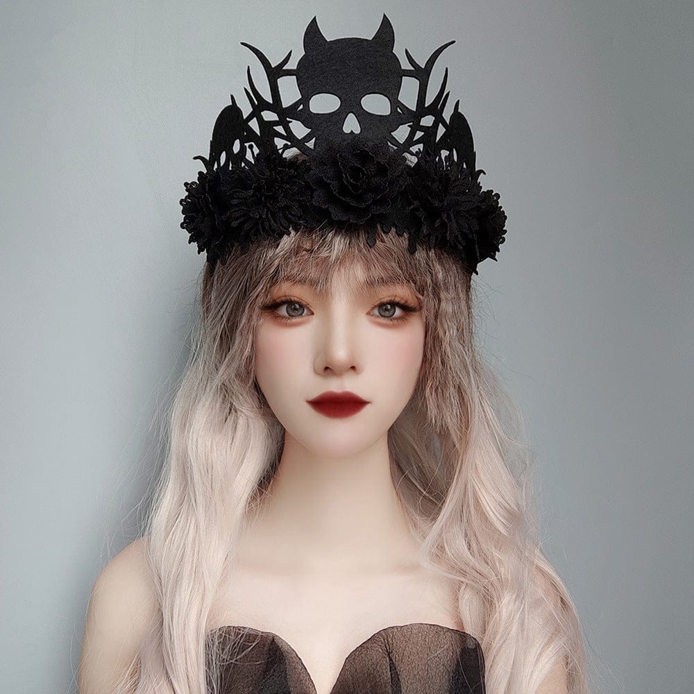 Kobine Women's Gothic Skull Cutout Floral Headwear