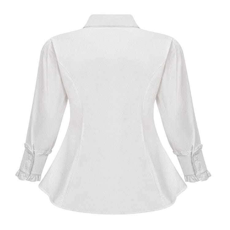 Kobine Women's Gothic Slim Fitted Ruffled Shirt