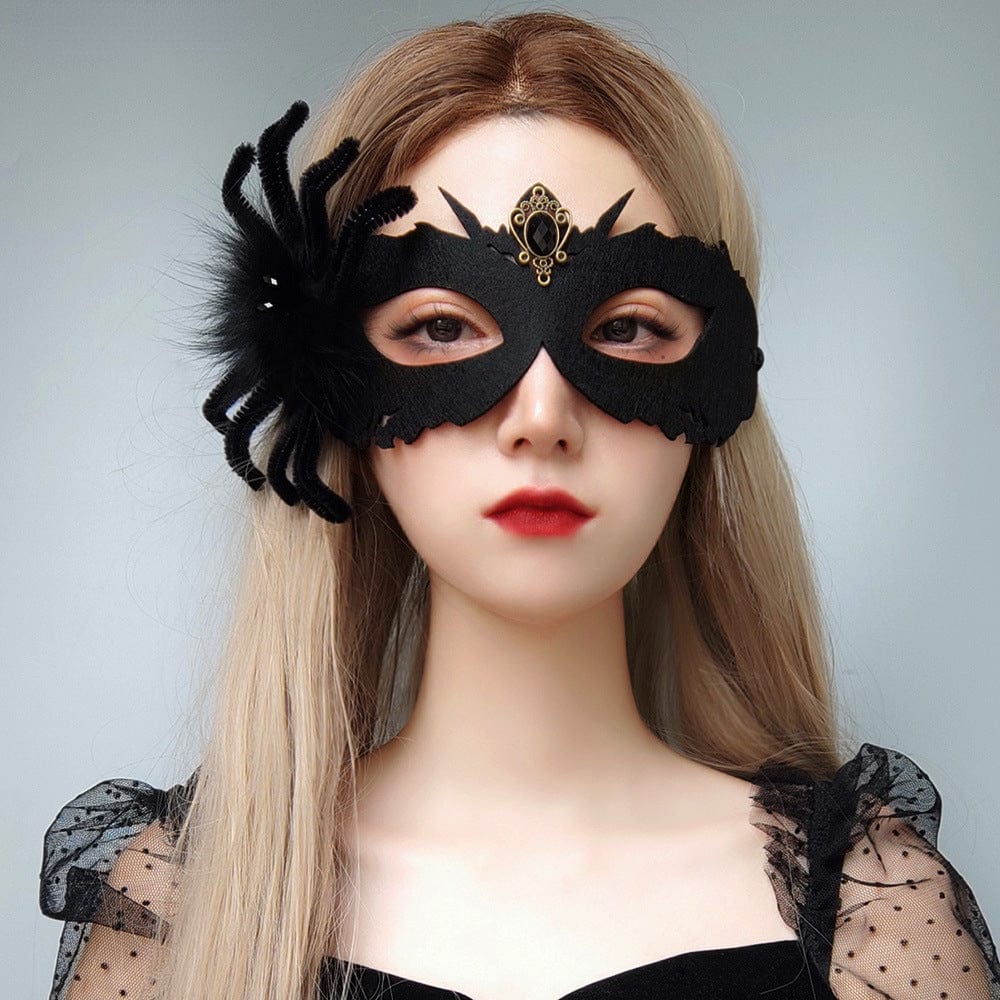 Kobine Women's Gothic Spider Diamante Mask