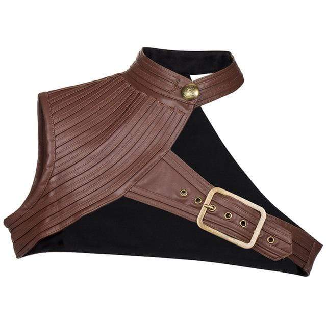 Women's Gothic Stand Collar Buckles Faux Leather Cape